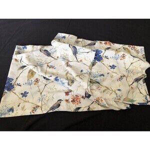 Only one!!! Window Valance 20x50”white Orange Blue Floral Birds